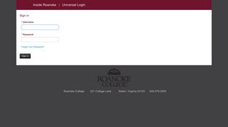 Roanoke College - Universal Login