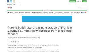 Plan to build natural gas gate station at Franklin ... - The Roanoke Times