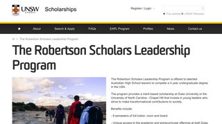The Robertson Scholars Leadership Program | Scholarships