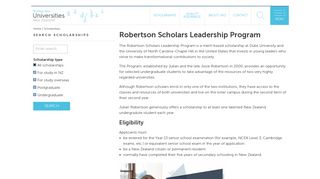 Robertson Scholars Leadership Program | Universities New Zealand ...