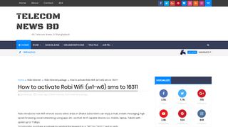 How to activate Robi Wifi :(w1-w6) sms to 16311 - Telecom News BD