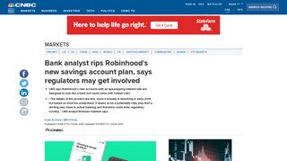 Bank analyst rips Robinhood's new savings accounts, says regulators ...