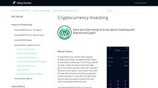 Cryptocurrency Investing – Robinhood Help Center