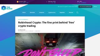 Robinhood Crypto: The fine print behind 'free' crypto trading - The Block