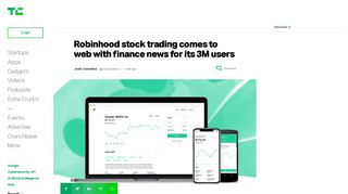 Robinhood stock trading comes to web with finance news for its 3M ...