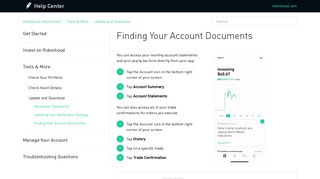 Finding Your Account Documents – Robinhood Help Center