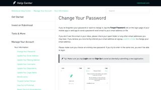Change Your Password – Robinhood Help Center