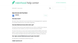 Open Account, Get Free Stock – Robinhood $10