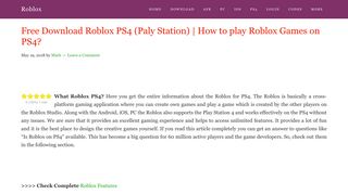 Frer Download Roblox PS4 Latest version | How to play Roblox on PS4?