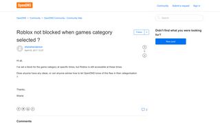 Roblox not blocked when games category selected ? – OpenDNS