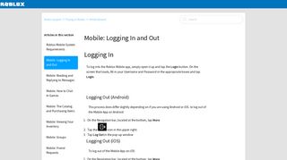 Mobile: Logging In and Out – Roblox Support