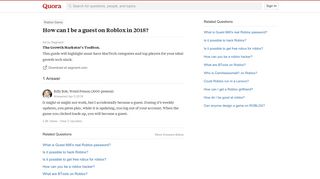 How to be a guest on Roblox in 2018 - Quora