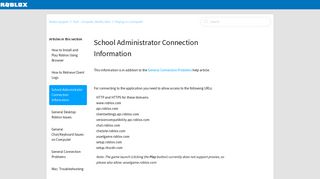 School Administrator Connection Information – Roblox Support