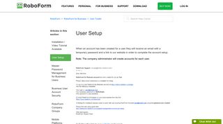 User Setup – RoboForm