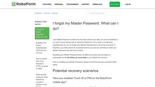 I forgot my Master Password. What can I do? – RoboForm