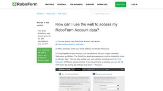 How can I use the web to access my RoboForm Account data ...