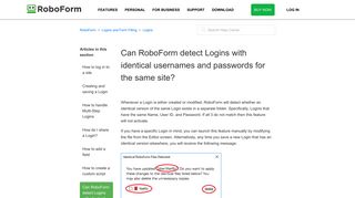 Can RoboForm detect Logins with identical usernames and ...