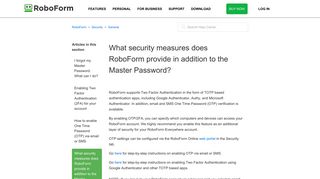 What security measures does RoboForm provide in addition to the ...