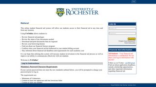 (FAOnline) Student Log In - University of Rochester