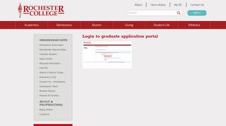 Login to graduate application portal – Rochester College ...