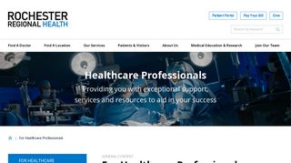 For Healthcare Professionals | Rochester Regional Health