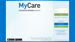 MyCare - Login Page - Rochester Regional Health