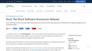 Rock The Stock Software Announces Release - 24-7 Press Release