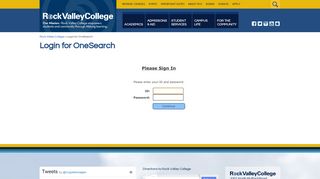 Login for OneSearch - Rock Valley College