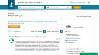 RockAuto, LLC | Complaints | Better Business Bureau® Profile