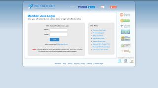 Member Login - Welcome MP3 Rocket Members