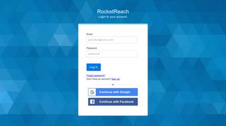 Log in to your RocketReach.co account