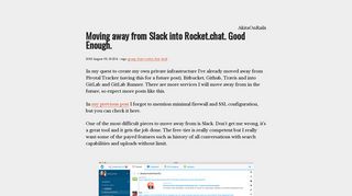 Moving away from Slack into Rocket.chat. Good Enough ...