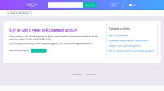 Sign in with a Ymail or Rocketmail account | Yahoo Help - SLN2057