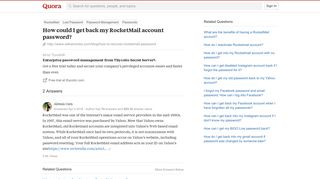 How could I get back my RocketMail account password? - Quora