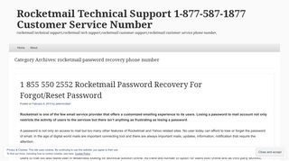 rocketmail password recovery phone number | Rocketmail Technical ...