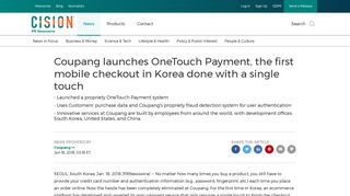 Coupang launches OneTouch Payment, the first mobile checkout in ...