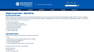 Student Account Center - Online Bill Pay | Rockhurst University