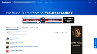 Find tickets for 'colorado rockies' at Ticketmaster.com