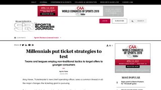 Millennials put ticket strategies to test - SportsBusiness Daily