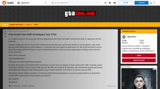 Free Social Club 200k thread(past July 17th) : gtaonline - Reddit