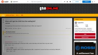 When will I get the 200k from the mailing list? : gtaonline - Reddit