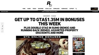 Get Up to GTA$1.35M in Bonuses This Week - Rockstar Games