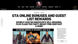 GTA Online Bonuses and Guest List Rewards - Rockstar Games