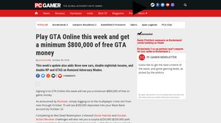 Play GTA Online this week and get a minimum $800,000 of free GTA ...