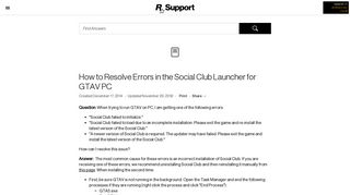 How to Resolve Errors in the Social Club Launcher ... - Rockstar Support