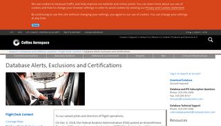 Database Alerts, Exclusions and Certifications - Rockwell Collins