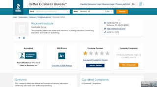 Rockwell Institute | Better Business Bureau® Profile