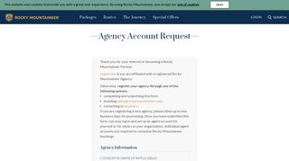 Agency Account Request | Rocky Mountaineer