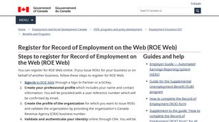 Steps to register for Record of Employment on the Web (ROE Web ...