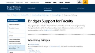 Bridges Support for Faculty | Roger Williams University